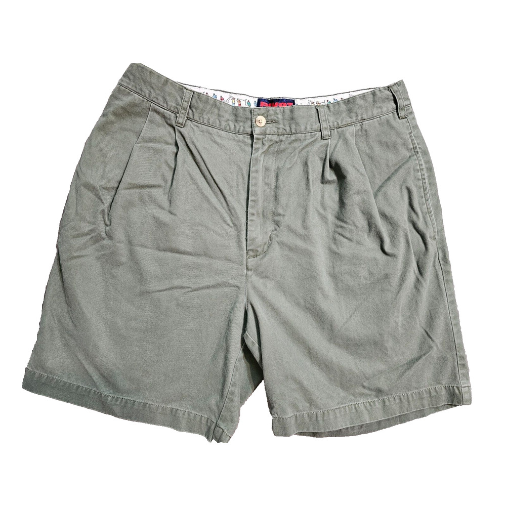 Pivot Rules Mens Olive Green Golf Shorts Pleated Soft Cotton Twill Size 36
